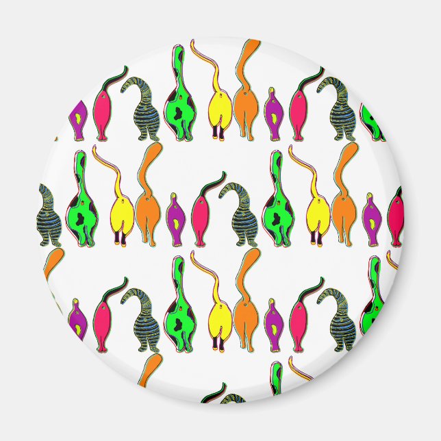 Imán Patrón de manguitos de gato coloridos (Frente)