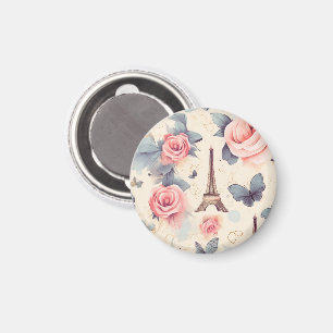 Imán Patrón de mariposa y Rosa de la Torre Eiffel
