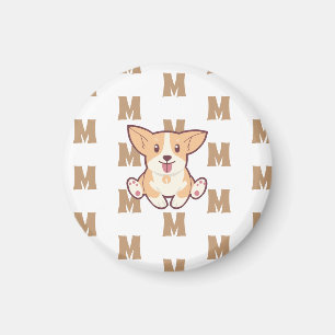 Imán Patrón de monograma corgi