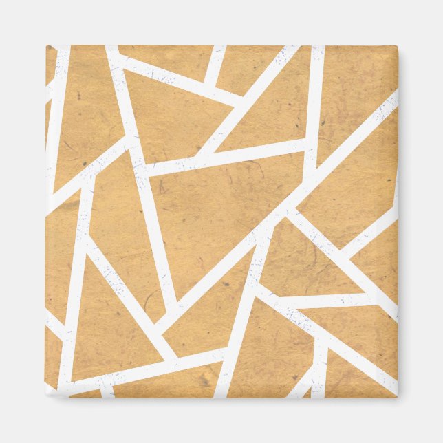 Imán Patrón de mosaico amarillo y blanco (Frente)