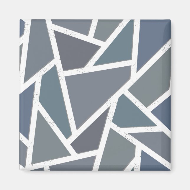 Imán Patrón de mosaico azul-gris (Frente)