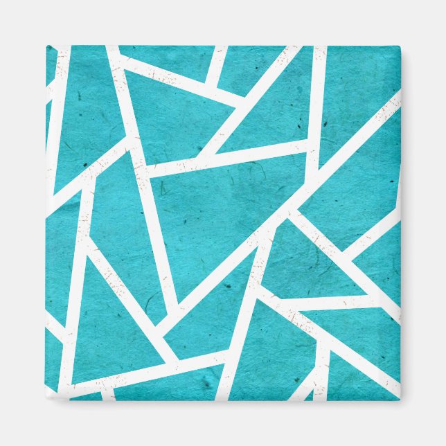 Imán Patrón de mosaico azul-verde y blanco (Frente)