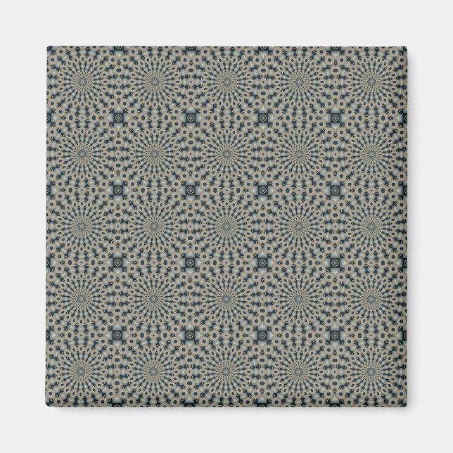 Imán Patrón de mosaico de círculo Verde azulado y gris (Frente)