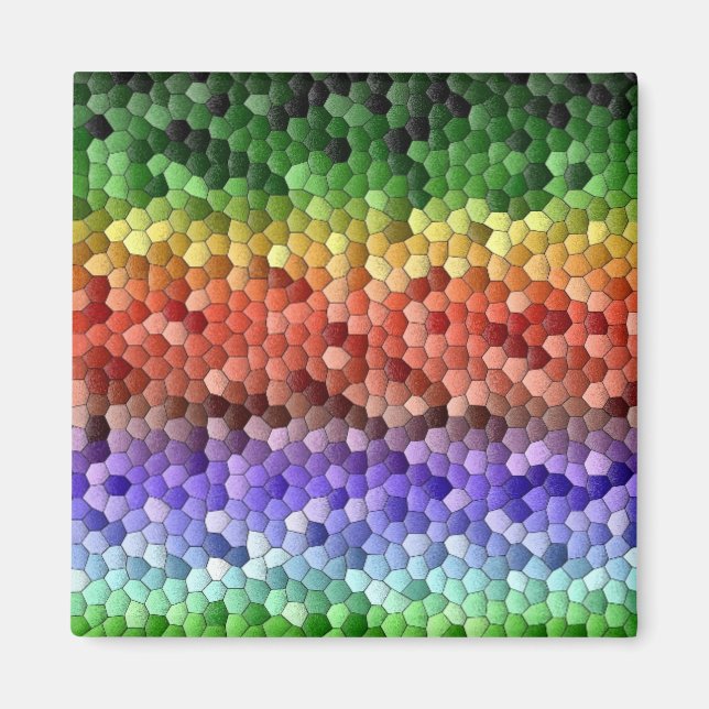 Imán Patrón de mosaico del arco iris (Frente)