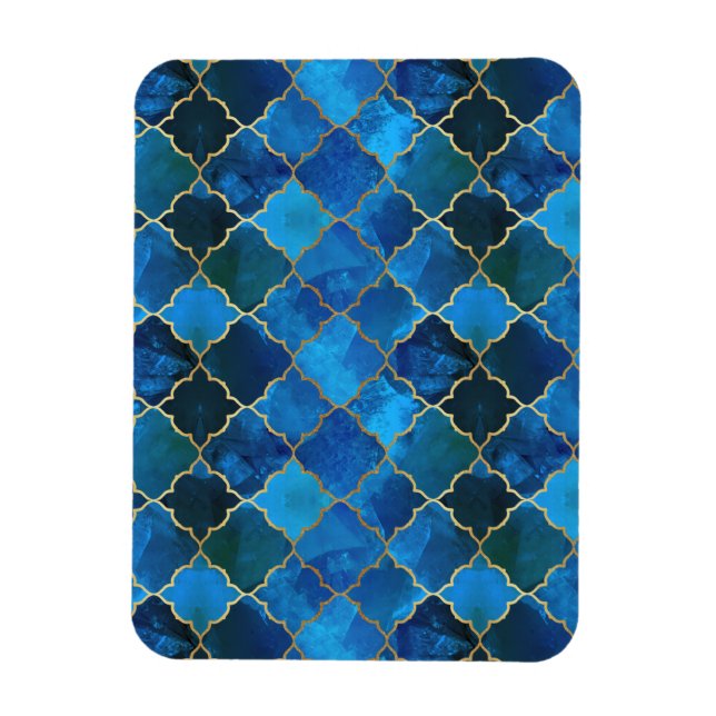 Imán Patrón de mosaico marroquí de zafiro Gemstone y or (Vertical)
