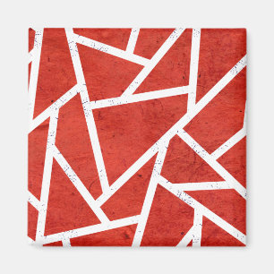 Imán Patrón de mosaico rojo y blanco
