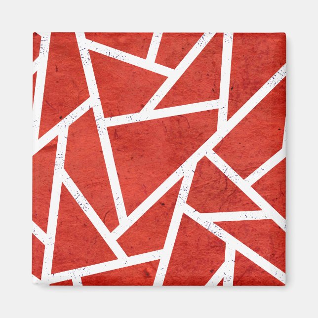 Imán Patrón de mosaico rojo y blanco (Frente)