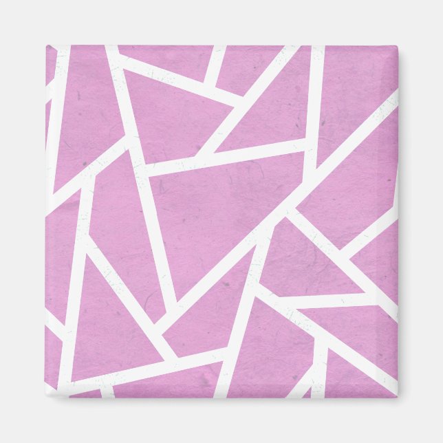 Imán Patrón de mosaico rosa y blanco (Frente)