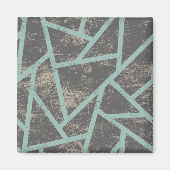 Imán Patrón de mosaico verde pálido y gris (Frente)