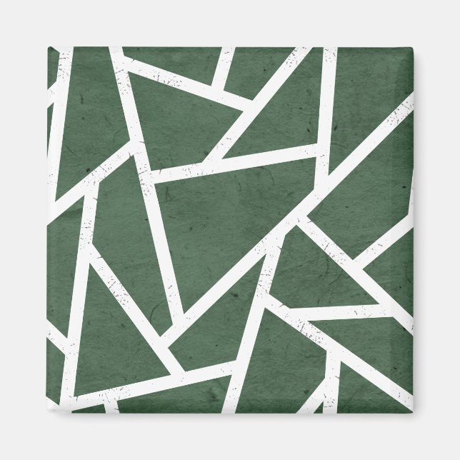 Imán Patrón de mosaico verde y blanco (Frente)