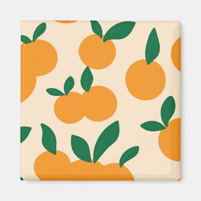 Imán Patrón de naranjas de frutas cítricas con estilo m (Frente)