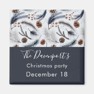 Imán Patrón de Navidad de piñas y agujas de pino