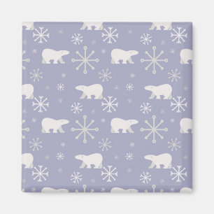 Imán Patrón de navidades con osos polares y copos de ni