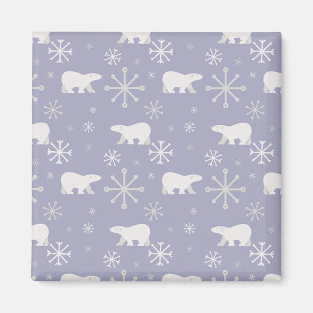 Imán Patrón de navidades con osos polares y copos de ni (Frente)