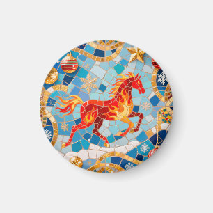Imán Patrón de Navidades de Caballos Rojos Fiery de Año