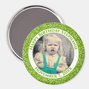 Imán Patrón de número aleatorio 70 cumpleaños Verde/Bla