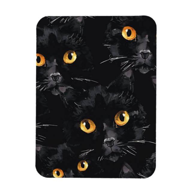 Imán Patrón de ojos de gato negro místico (Vertical)