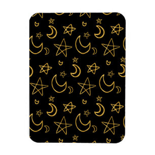 Imán Patrón de oro de lunas y estrellas