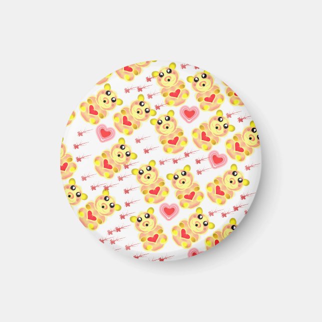 Imán Patrón de osito de corazón para guardería (Frente)