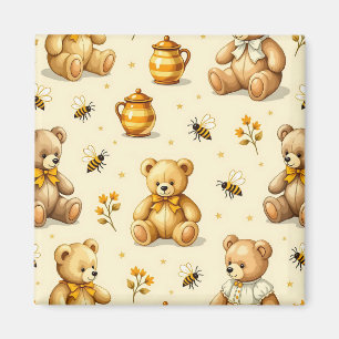 Imán Patrón de ositos de peluche y abejas de miel para