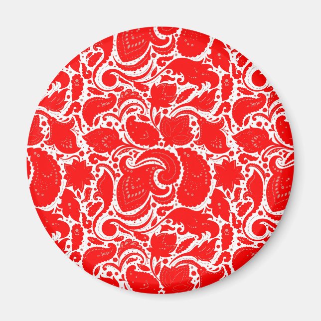 Imán Patrón de paisaje blanco rojo (Frente)