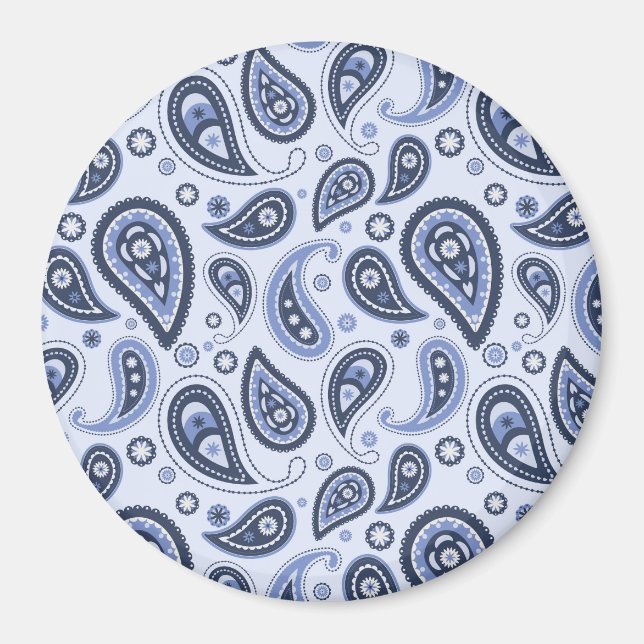 Imán Patrón de Paisley Azul (Frente)