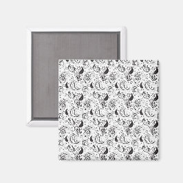 Imán Patrón de paisley en negro y blanco – Arte textil 