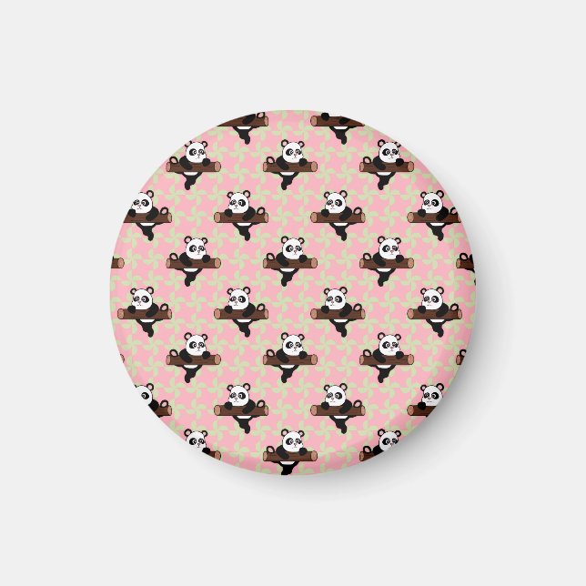 Imán Patrón de Panda Adorable en Rosa – Sin Costuras Ka (Frente)