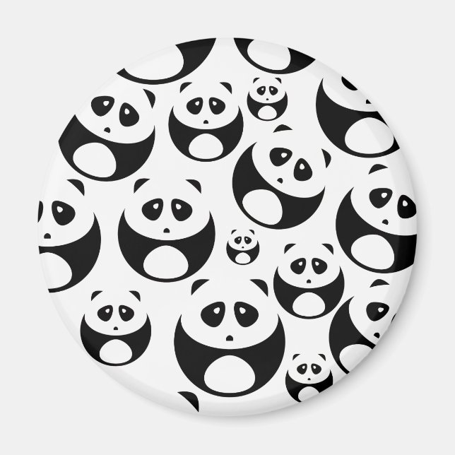 Imán Patrón de Panda blanco y negro de Kawaii (Frente)
