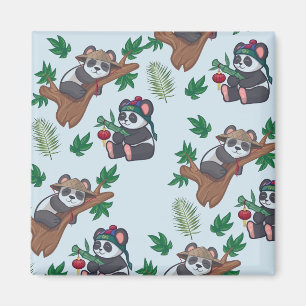Imán Patrón de pandas chinos lindos