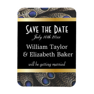 Imán Patrón de pavo real y bandas de oro