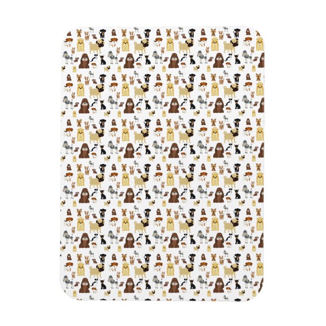 Imán patrón de perros de fondo blanco. (Vertical)