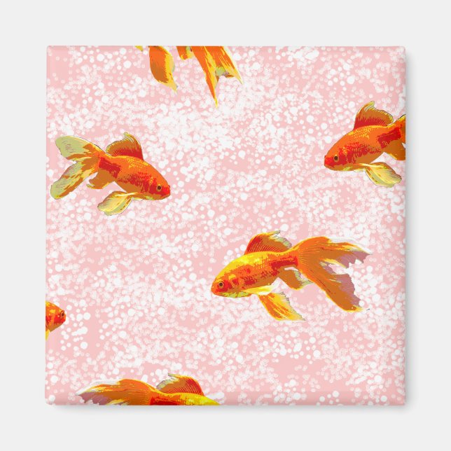 Imán Patrón de pescado dorado rosa (Frente)