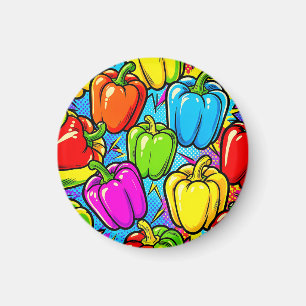 Imán Patrón de pimientos pop art