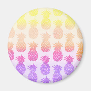 Imán Patrón de piñas de verano con arcoiris tópico