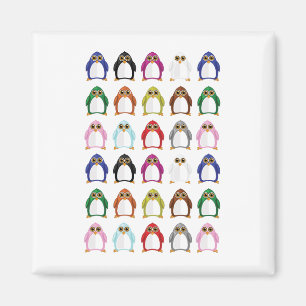 Imán Patrón de Pingüino Colorido Divertido Decoración K
