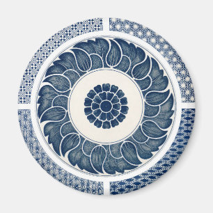 Imán Patrón de porcelana azul y blanca china antigua