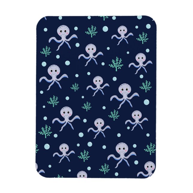 Imán Patrón de pulpo bajo el mar (Vertical)