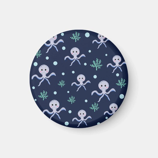 Imán Patrón de pulpo bajo el mar (Frente)