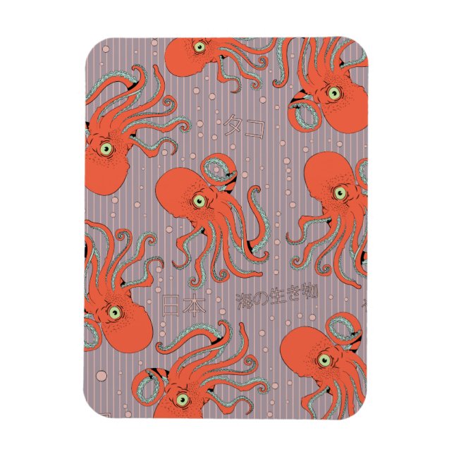 Imán Patrón de pulpo japonés (Vertical)
