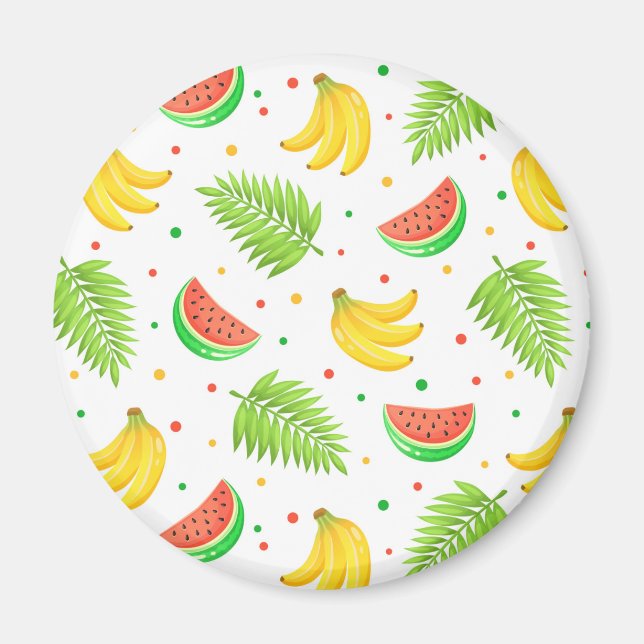 Imán Patrón de punto de polka de la fruta tropical (Frente)