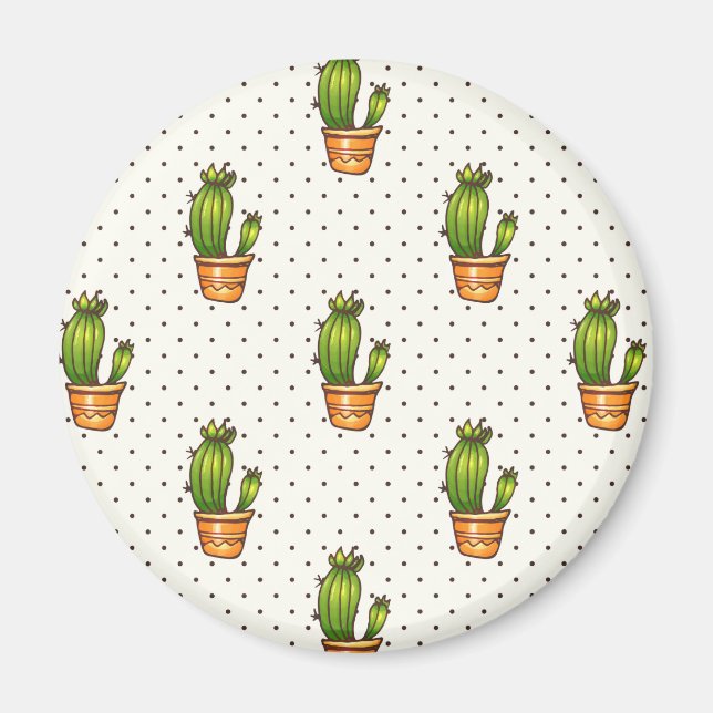 Imán Patrón de puntos de polk de cactus y suculento (Frente)