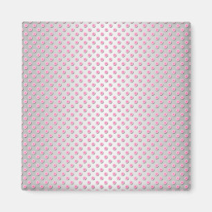 Imán Patrón de puntos de polka blanco rosado y plateado