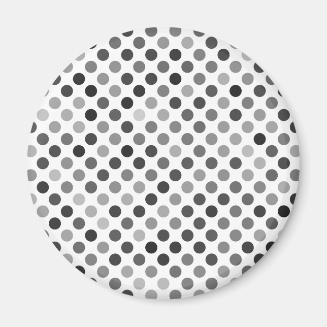 Imán Patrón de puntos de polka monocromo (puntos blanco (Frente)