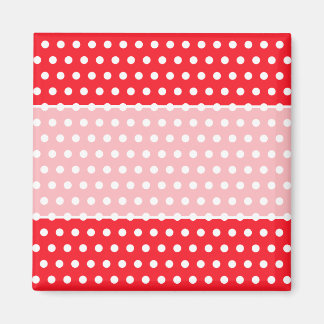 Imán Patrón de puntos de polka rojo y blanco. Delicioso