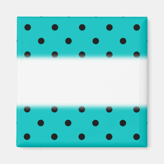 Imán Patrón de puntos de polka verde azulado y negro.