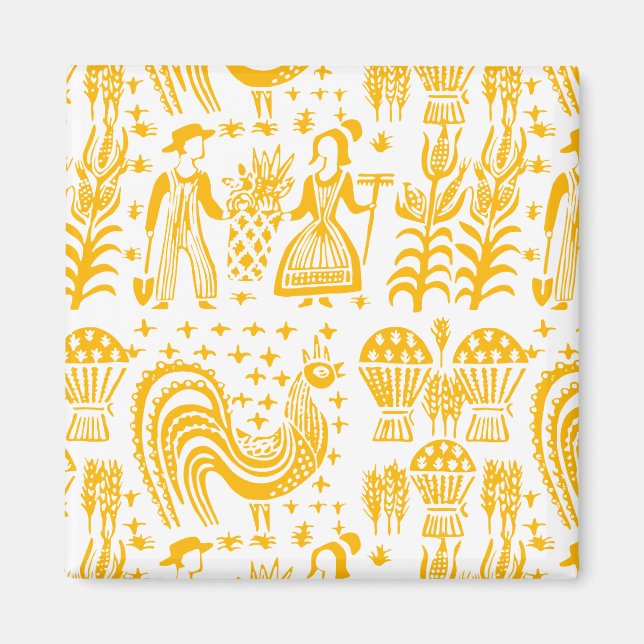 Imán Patrón de Pyrex Vintage - Amish de Huella (Naranja (Frente)