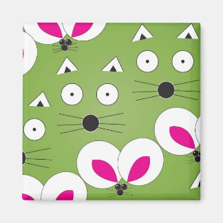 Imán Patrón de ratón de gato verde