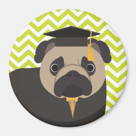 Imán Patrón de rayas de chevron verde de grado Pug