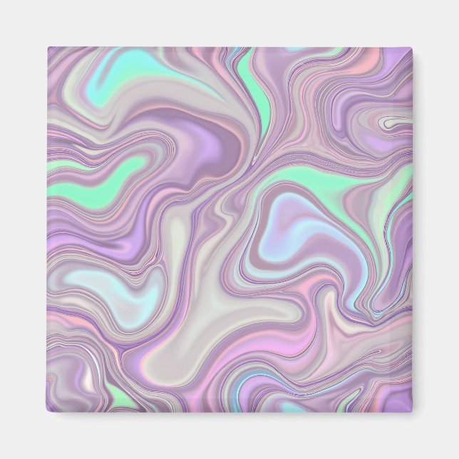 Imán Patrón de remolino de mármol morado pastel (Frente)